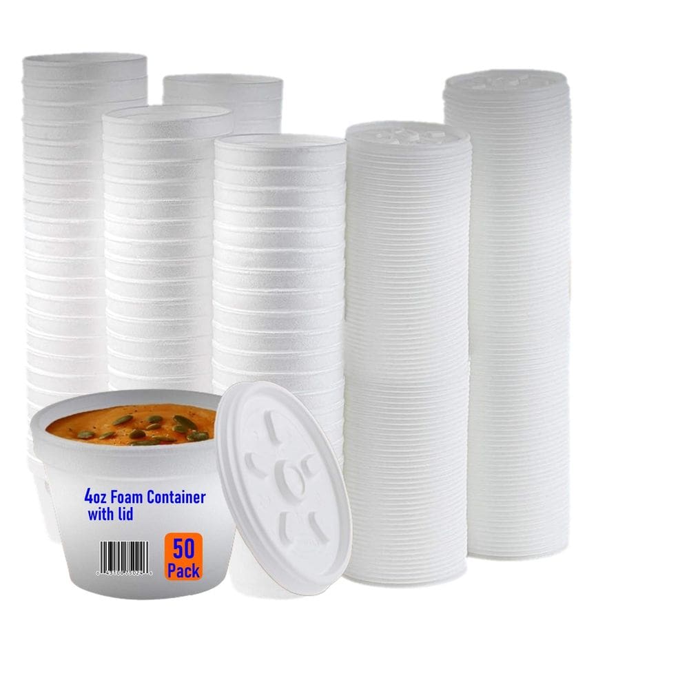 Taça de espuma Mr Miracle 120mL para alimentos quentes e frios com tampa [pacote com 50]