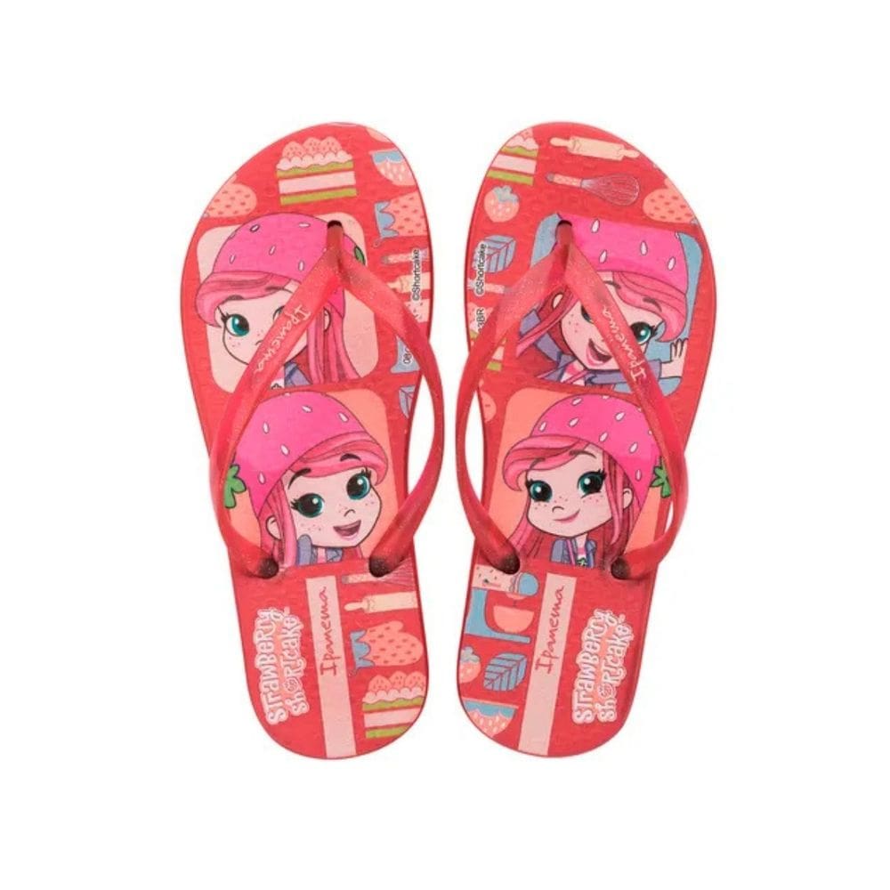 Chinelo Ipanema de Dedo Infantil Meninas Moranguinho Vermelho