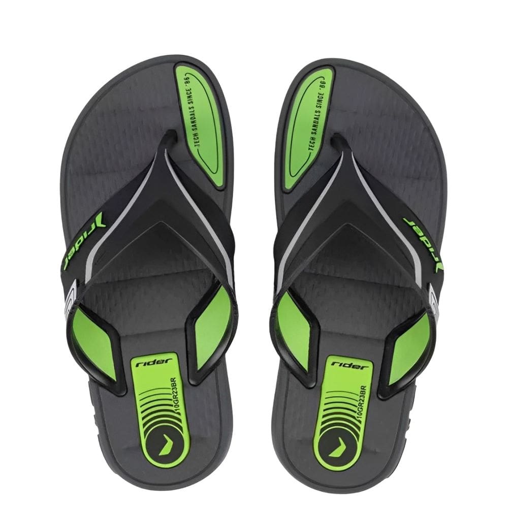 Chinelo Rider Dedo Kids Meninos Sprint Grafite Preto Verde