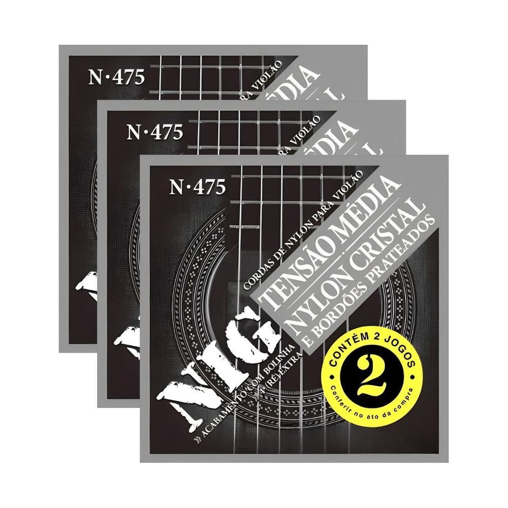 Encordoamento Violão Nylon Tensão Média Nig N475 .028” Kit 6 Jogos PR2N475L