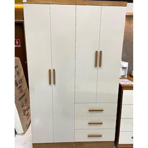 Guarda Roupa Solteiro com Pés 4 Portas 3 Gavetas - Encant-Cumaru/Fendi - Móveis Novo Horizonte