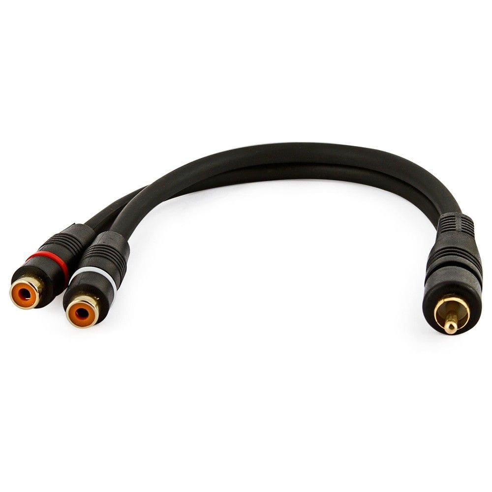 Cabo áudio Y RCA 1 fêmea X 2 RCA macho 20 cm Preto
