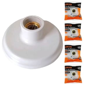 Kit 5 Plafon de Plastico Bocal de Porcelana E27 Foxlux