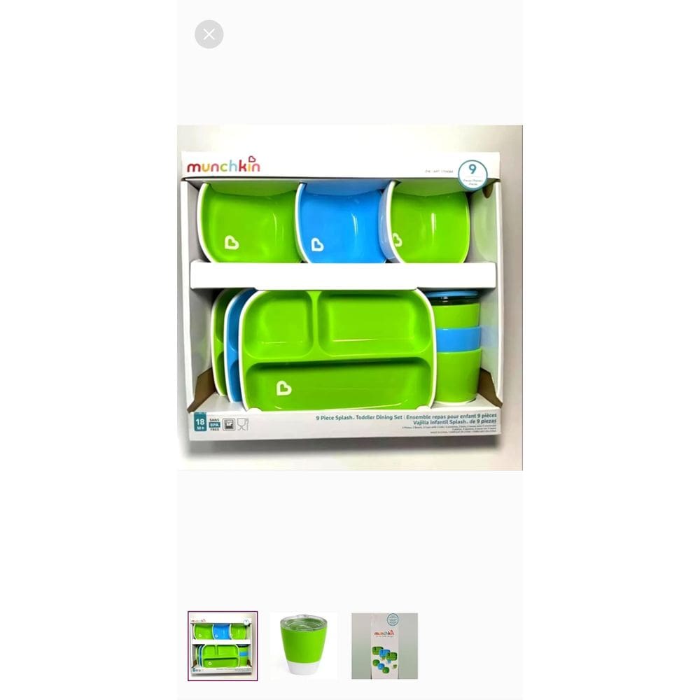 Conjunto de jantar para crianças Munchkin Splash, 9 peças com pratos e tigelas