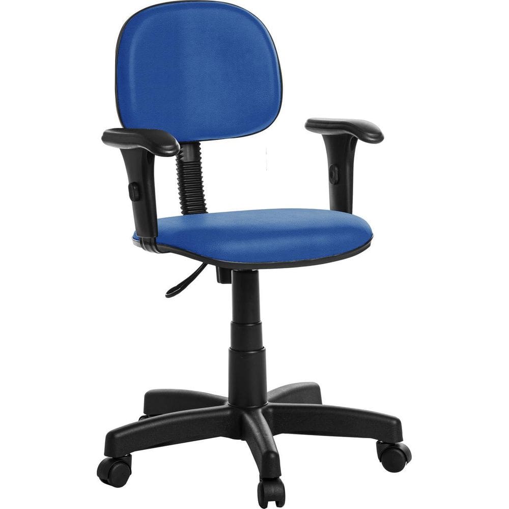 Cadeira De Escritório Secretaria Com Braço Azul Rce
