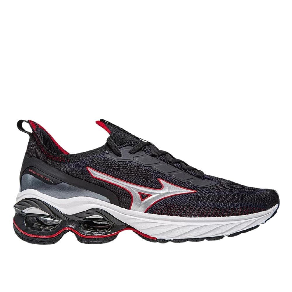 Tênis Mizuno Wave Invictus 4 Masculino Preto Vermelho