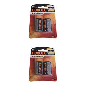 Kit 4 Pilha Alcalina Média C Foxlux