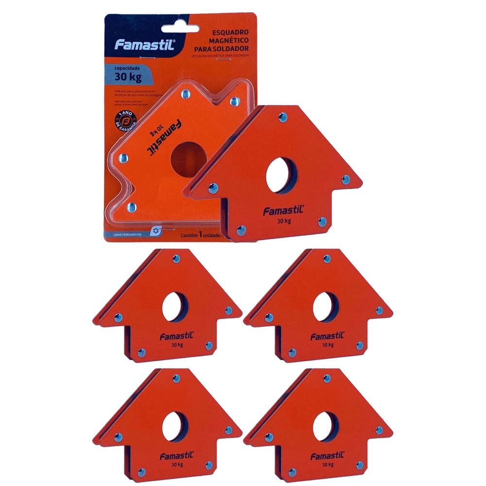 Kit 5 Esquadro Magnetico para Solda 30 Kg Famastil