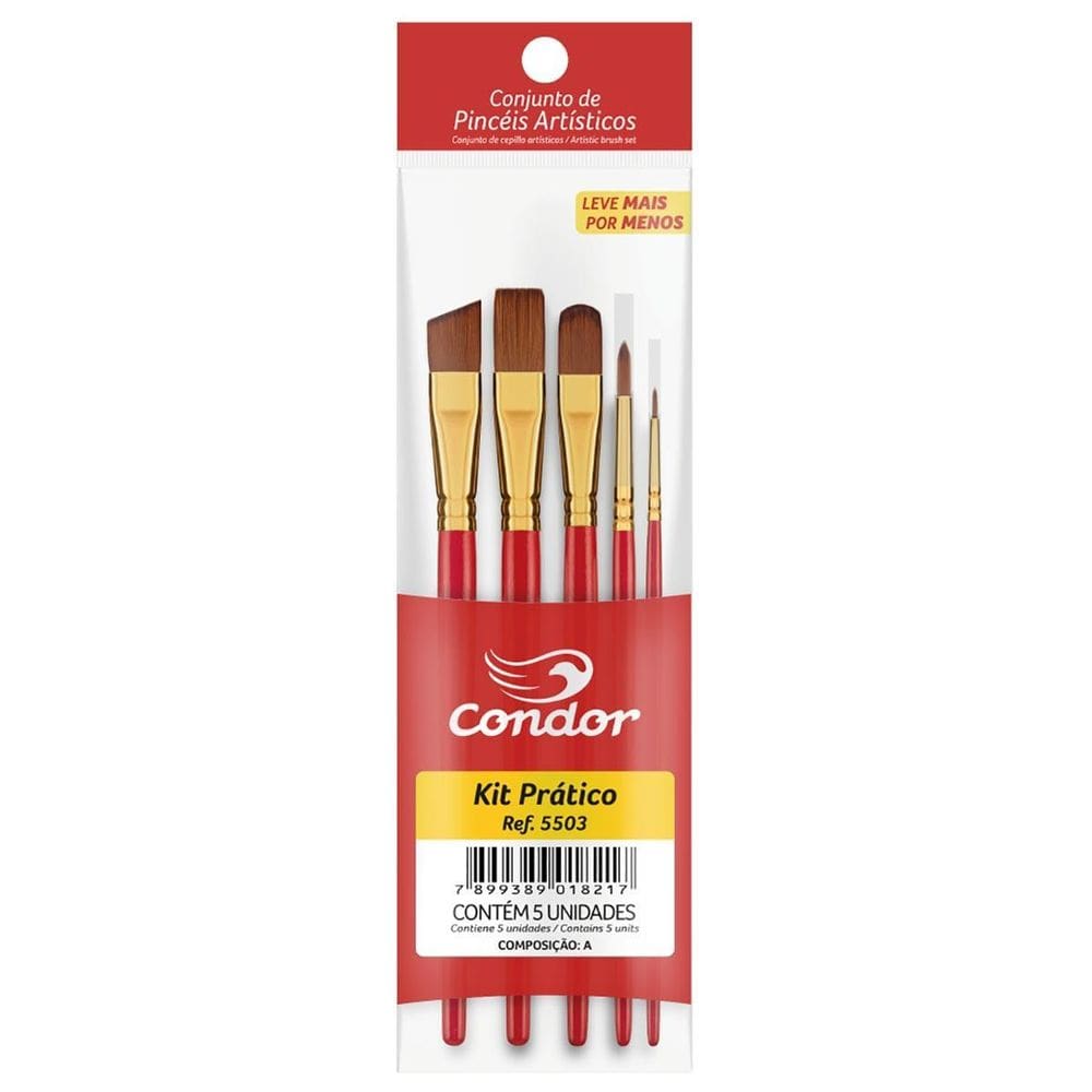 Kit Pinceis Pratico Condor 5503 Com 5 Unidades