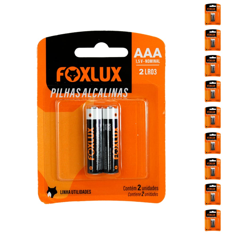 Kit 20 Pilha Alcalina Palito AAA Foxlux