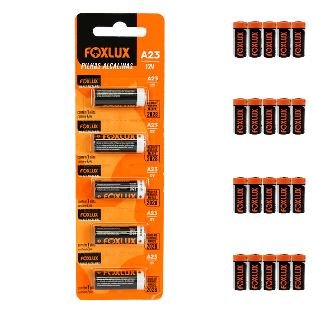 Kit 25 Pilha Alcalina 12v A23 Foxlux