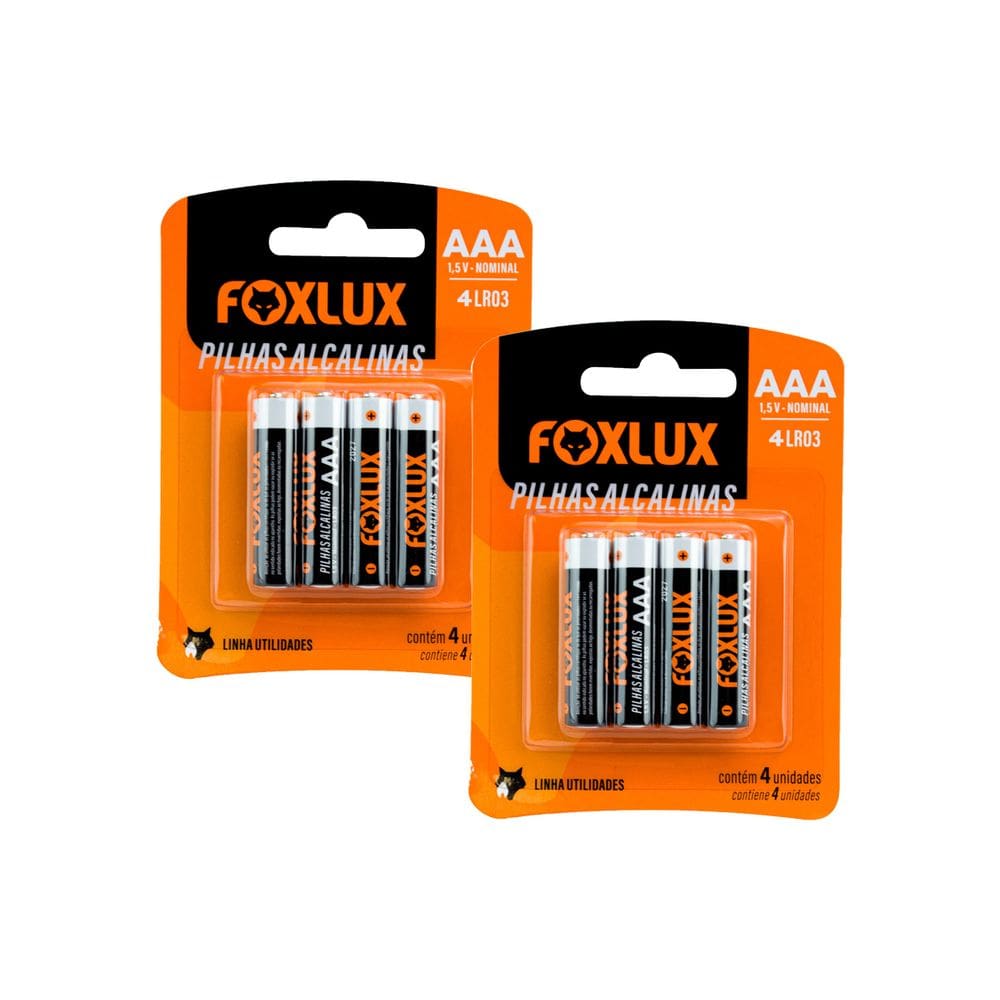 Pilha Alcalina Palito AAA Foxlux com 8 Unidades