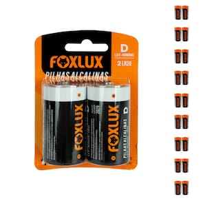 Kit 20 Pilha Alcalina Grande D Foxlux