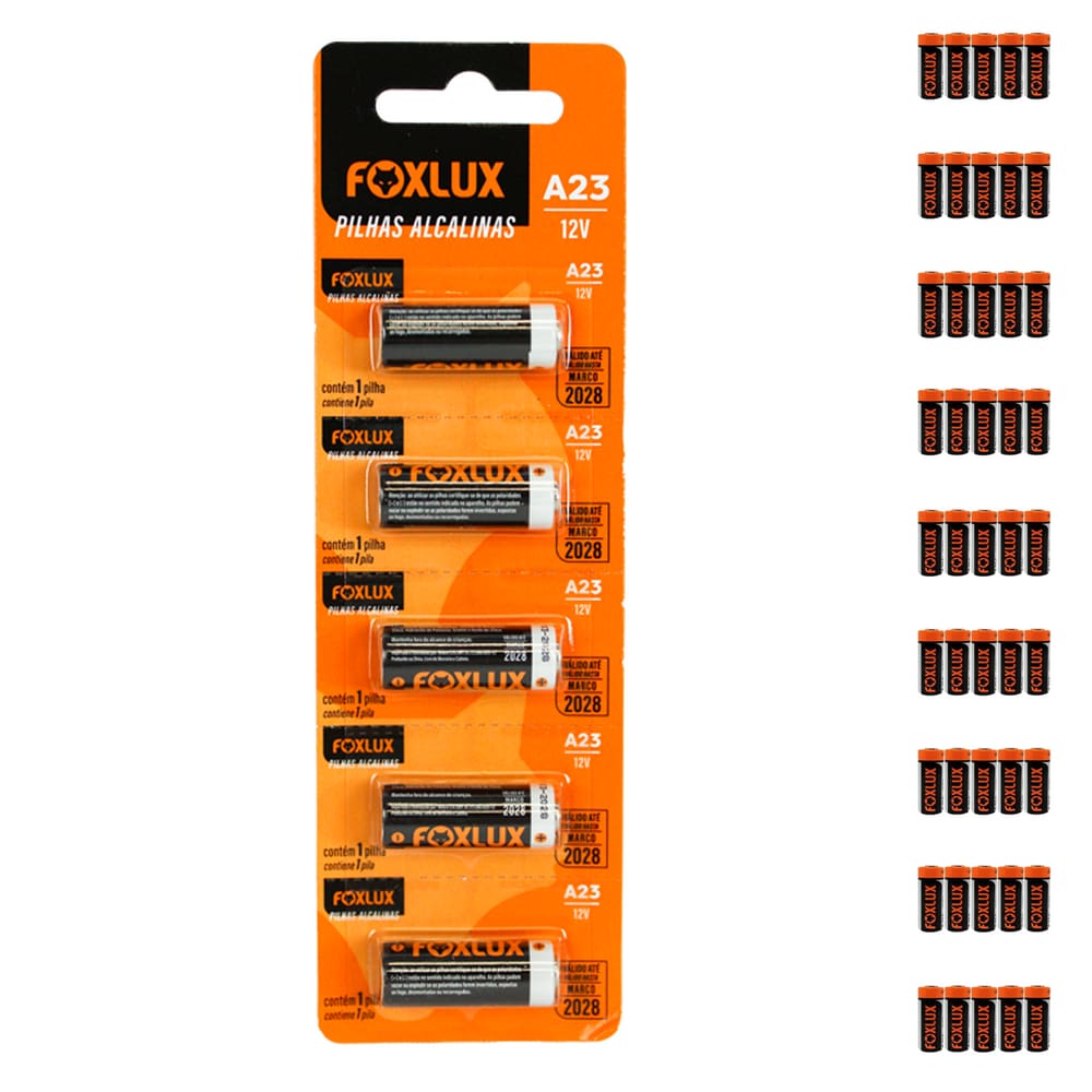 Kit 50 Pilha Alcalina 12v A23 Foxlux