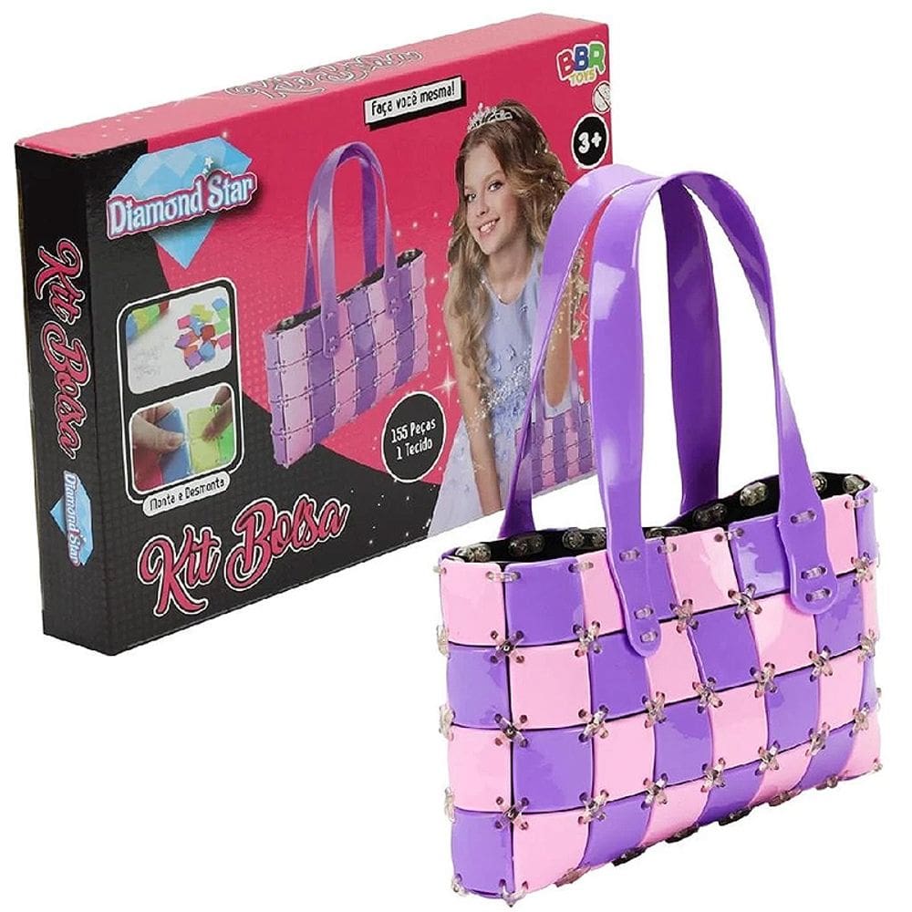 Bolsa Infantil de Miçangas Diamond Star 155 pçs R3361 - BBR Toys