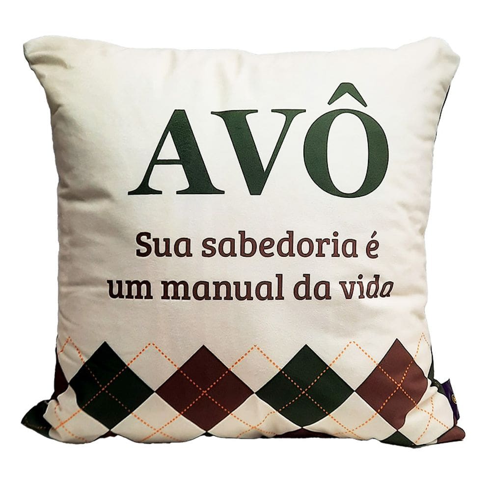Almofada Fibra de Veludo 40x40 Avô Xadrez 10065173 - ZonaCriativa