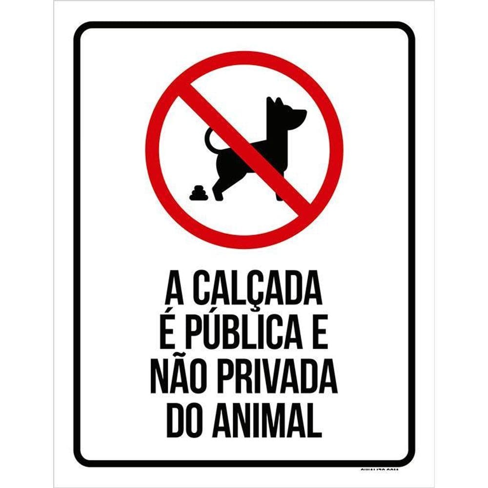 Placa Recolha Coco Cachorro Sinalização Calçada 36X46