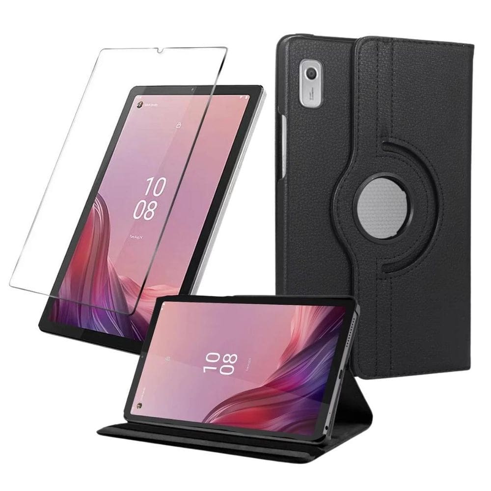Capa Giratória Couro Para Lenovo Tab M9 9 + Pelicula Tela