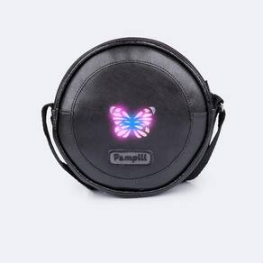 Bolsa de Led Infantil Feminina Borboleta Preta Pampili