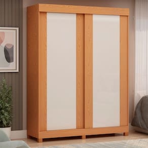 Guarda-Roupa Solteiro Toledo 2 Portas 100% Mdf Flex Cinamomo/Off White/Marrom Claro - Genialflex