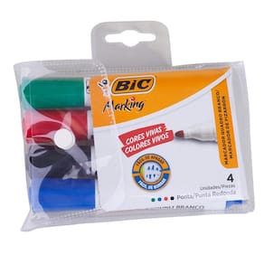 Conjunto Bic Marcador Quadrado Branco com 4 cores