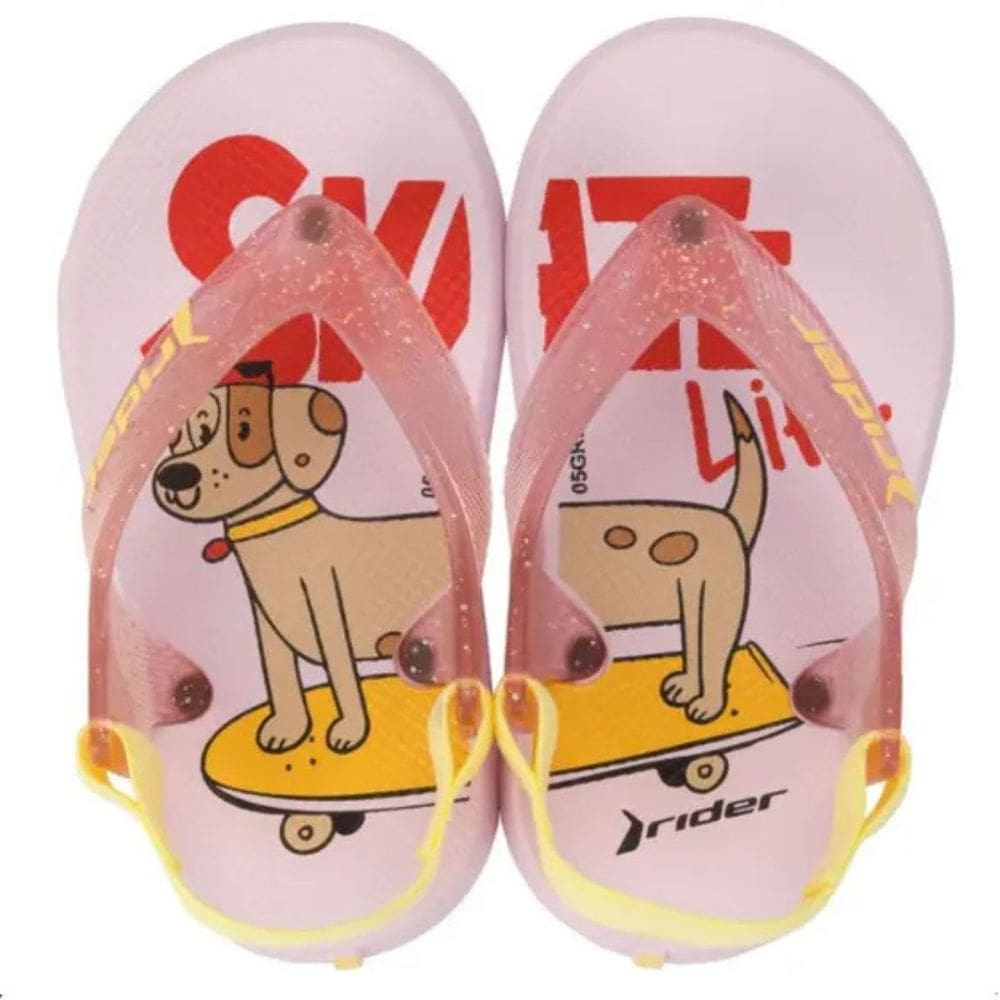 Chinelo Rider Baby R1 De Dedo Infantil Menina Rosa Amarelo 344623