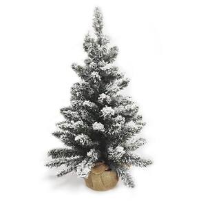 Mini Pinheiro Nevado com Base de Juta Árvore de Natal 60cm