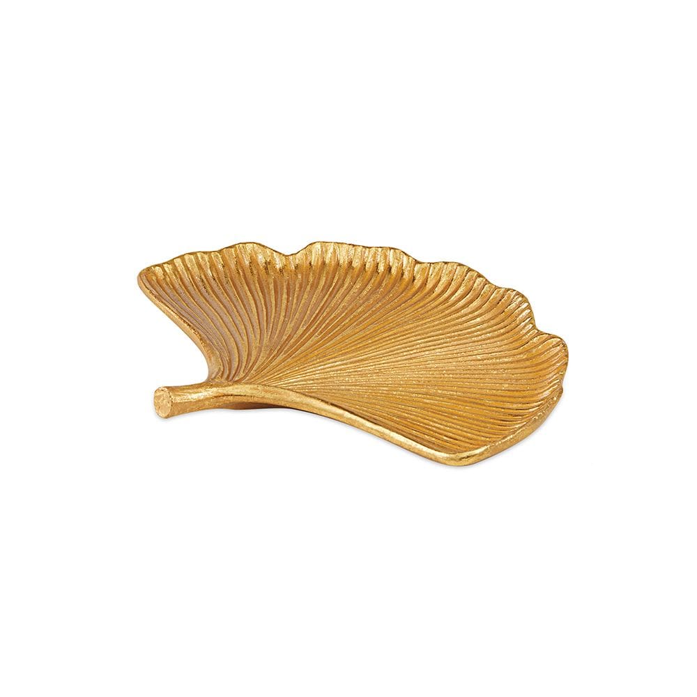 Centro de Mesa Decorativo Folha Ginkgo Biloba Dourada em Poliresina 4x36,5cm Mart