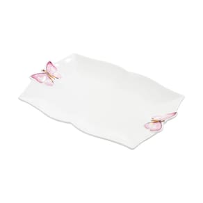 Travessa de Porcelana Branca Borboletas 24x16cm Wolff
