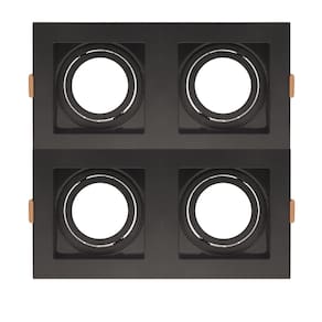 Spot de Embutir Quadrado Recuado Quadruplo AR111 Direcionável Preto