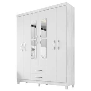 Guarda Roupa Casal Espelho 6P 2G Moden 150 cm Branco Flex INCP