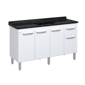 Balcão Flat De Cozinha Para Pia 4 Portas 1 Gaveta 1,43 Metros Branco