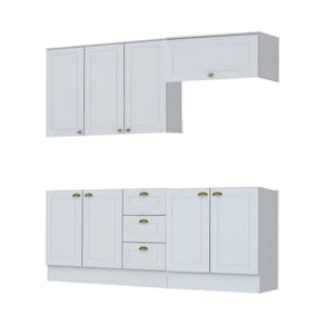 Cozinha Modulada Cooktop 4 Peças Com Tampo Henn Americana Branco