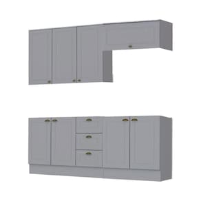 Cozinha Modulada Cooktop 4 Peças Com Tampo Henn Americana Cinza
