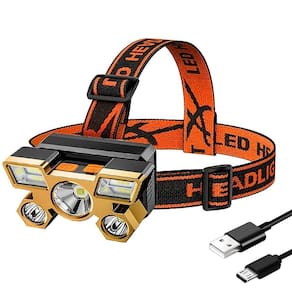 Lanterna De Cabeça 5 Led`s Super Forte Recarregável Resistente A Água Carregamento Via Usb