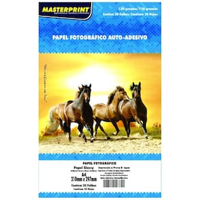 Folha Fotográfico Adesivo A4 130g 20 Folhas Masterprint Cor Branco