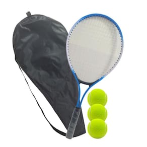 Raquete Tênis De Quadra Azul Semi Profissional + 3 Bolinhas