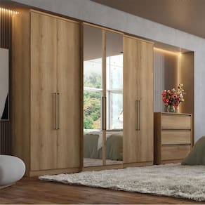 Guarda Roupa Casal com Espelho 6 Portas Baviera Full Glass THB Móveis