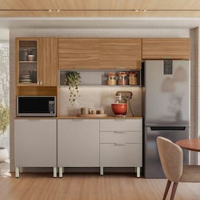 Cozinha Modulada 4 Peças com Tampo e Vidro Alba Demóbile