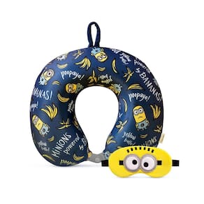 Almofada de pescoço de viagem MINISO Minions 100% espuma viscoelástica com máscara de olhos