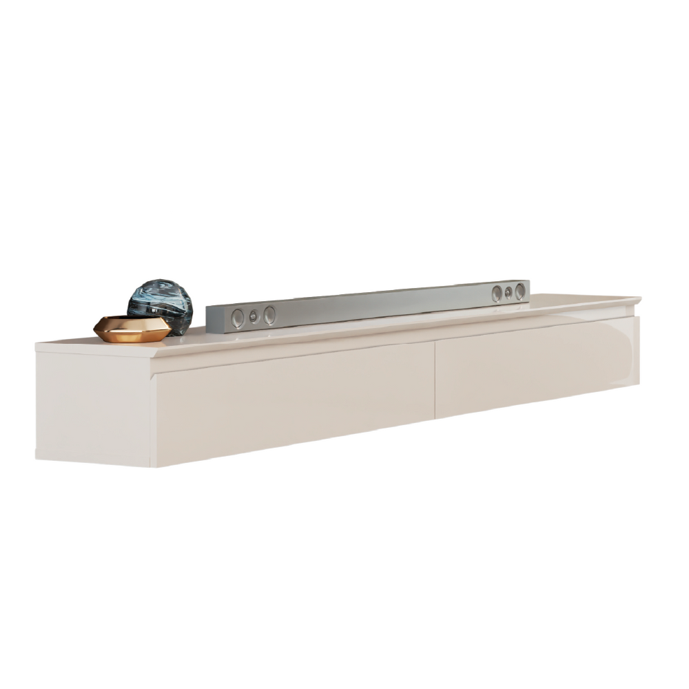 Rack Suspenso Para Painel ou TV até 55 Polegadas 2 Gavetas 1,35m Aspen Off White EDN