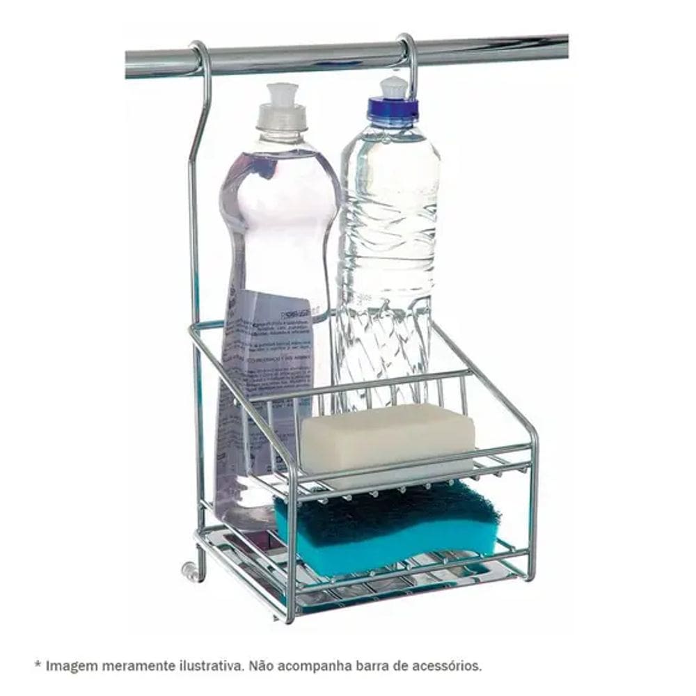 Porta Detergente, Sabão E Esponja Inox - Jomer 3003