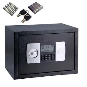Cofre Eletronico Digital Grande Com Senha Chave Display Lcd Bandeja Suporte De Parede Chumbadores