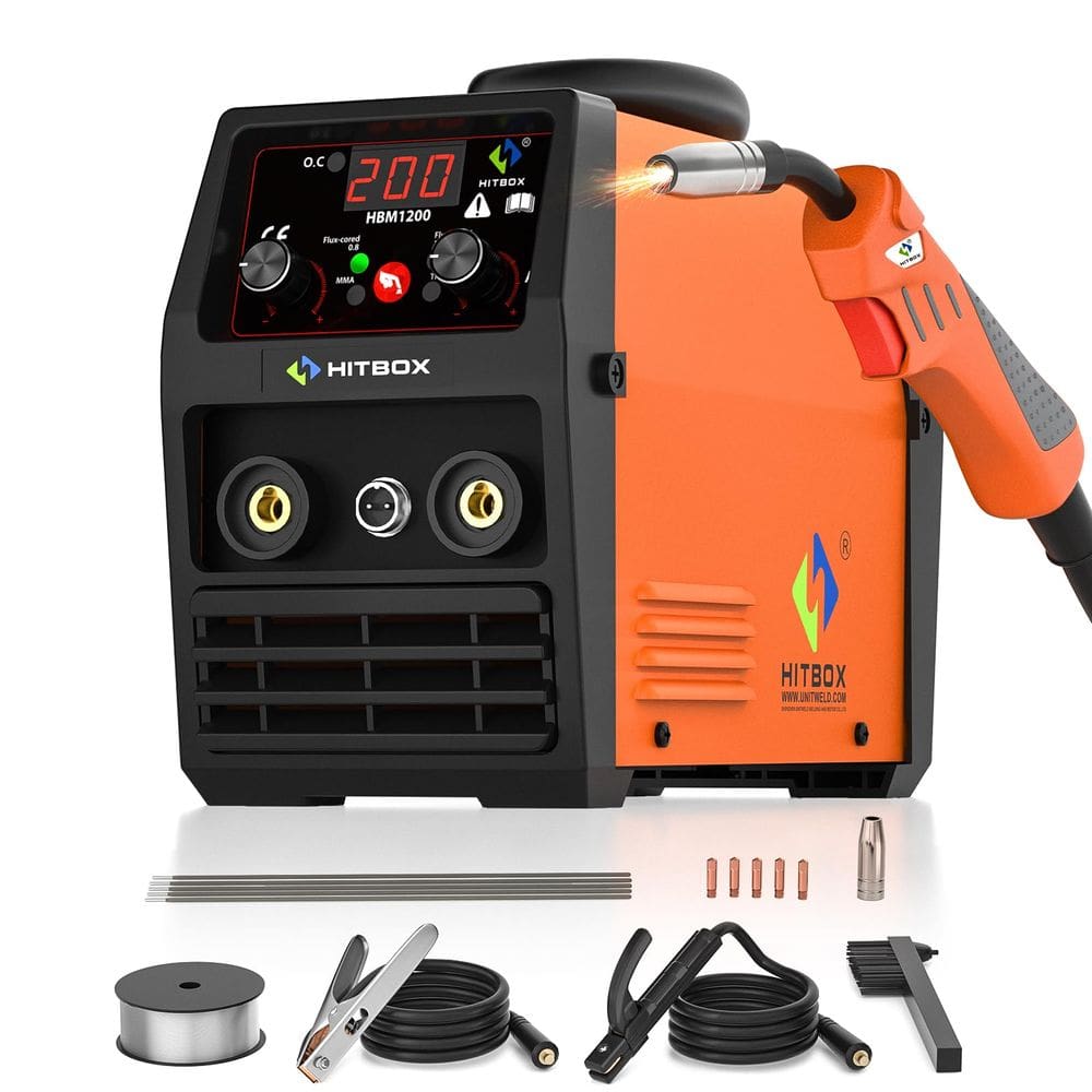 Soldador HITBOX 145A MIG Gasless 110V/220V com TIG e ARC 3 em 1