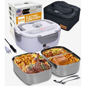 Lancheira elétrica FORABEST aquecida 1,5 L com 2 bandejas 80W 12V/24V