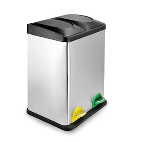 Lixeira Ecologica 30 Litros Coleta Dupla Seletiva Em Inox Grande Cesto 2 Divisorias