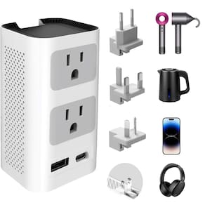 Conversor de tensão e adaptador de viagem 2000W 220V a 110V com USB