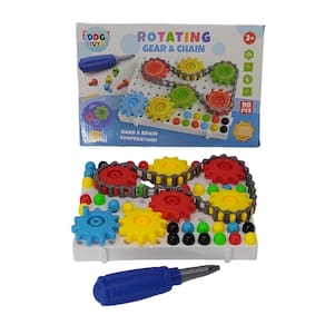 Bloco Montar Infantil Educativo Puzzle Magic Engrenagem Giram Plate 98 Peças Didático