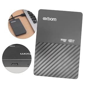 HD Externo Slimvault 1TB – Portátil, USB 3.1 Type-C, Alta Velocidade, Compatível com todas as marcas, Ideal para Backups e Armazenamento