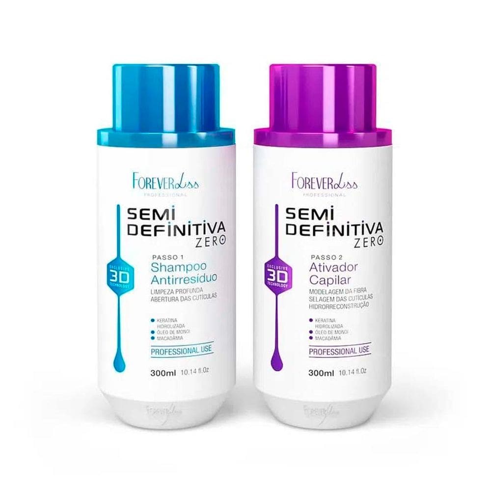 Kit Escova Semi Definitiva Zero 2x300ml Forever Liss